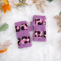 Hand Knitted Crochet Flower Design Hand Warmer