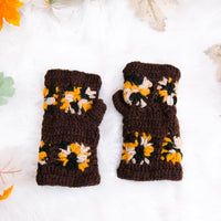 Hand Knitted Crochet Flower Design Hand Warmer