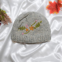 Knitted Floral Embroidery Beanie