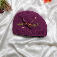 Knitted Floral Embroidery Beanie