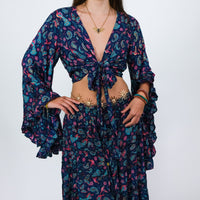 Wanderer Aviary Flowy Skirt and Ruffle Sleeve Top