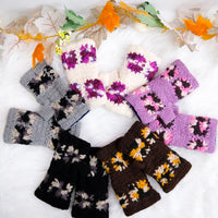 Hand Knitted Crochet Flower Design Hand Warmer