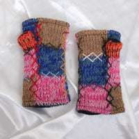 Hand Knit Patch Handwarmers with Fleece Lining