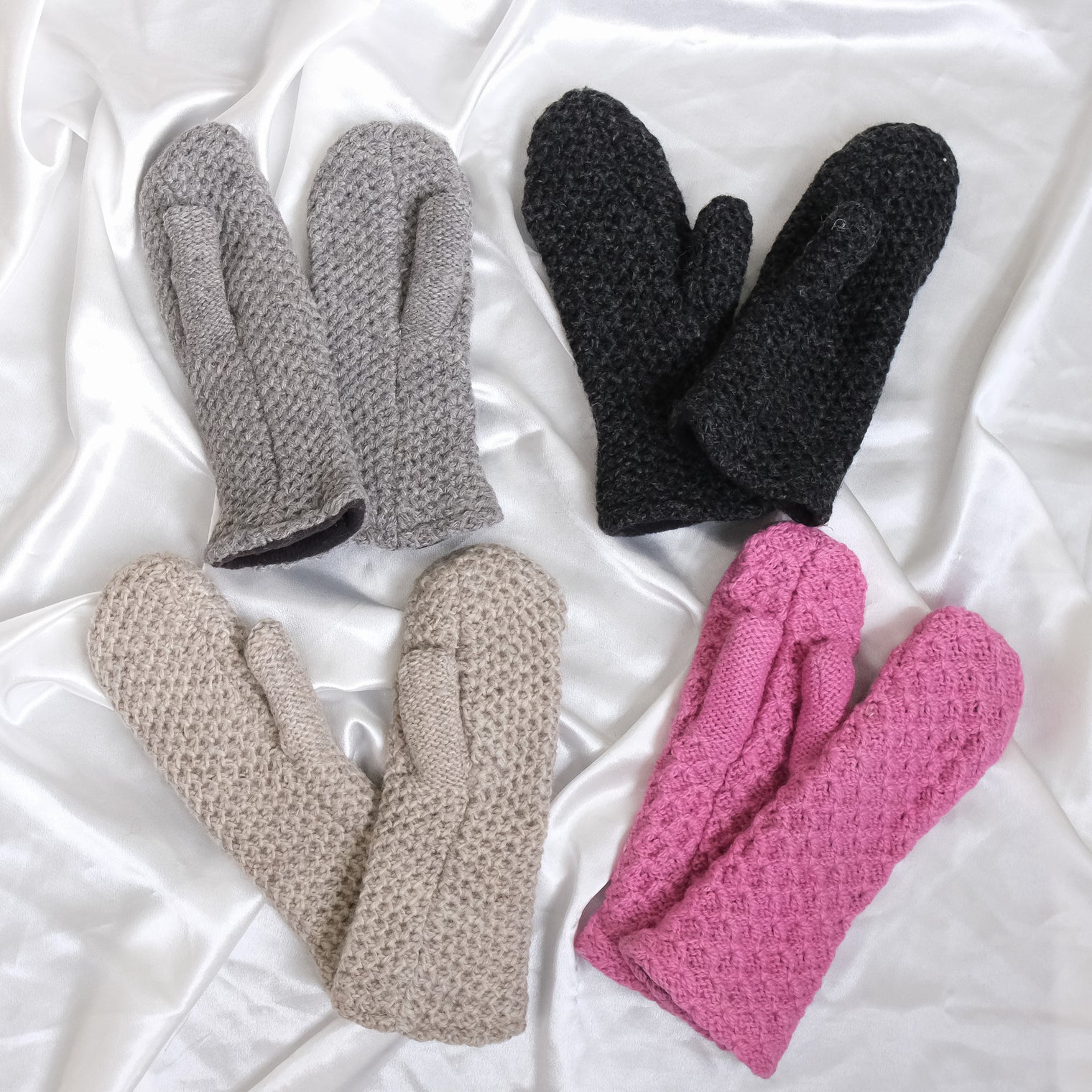 Knit Solid Color Winter Mittens