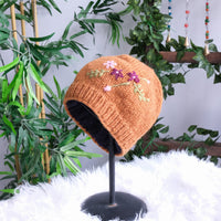 Knitted Floral Embroidery Beanie
