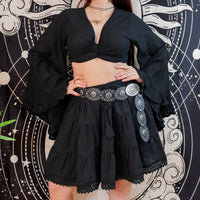 Lace Meadow Mini Skirt with Ruffle Sleeve Top