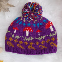 Knitted Crochet Mushroom Bobble Hat