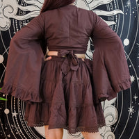 Lace Meadow Mini Skirt with Ruffle Sleeve Top