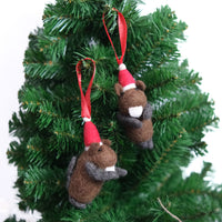 Handmade Felt Beaver Christmas Ornament