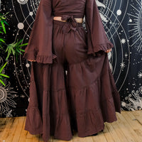 Flowy Tiered Cotton Pants with Ruffle Top