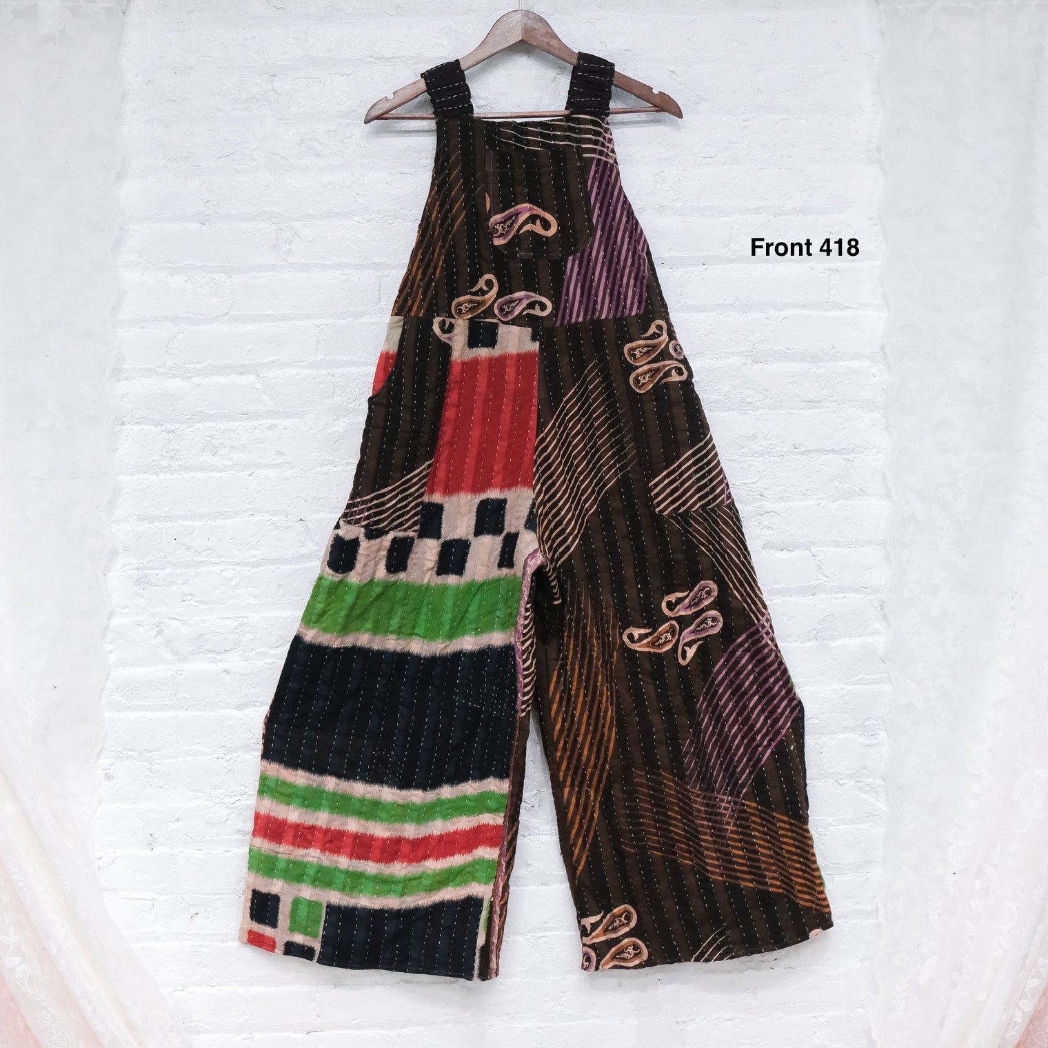 Kantha Boho Wide Leg Jumpsuit with Pockets