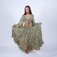 Wanderer Aviary Flowy Skirt and Ruffle Sleeve Top