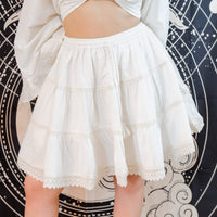Lace Meadow Mini Skirt with Ruffle Sleeve Top