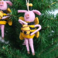 Handmade Felt Honeybee Ornament with Beehive