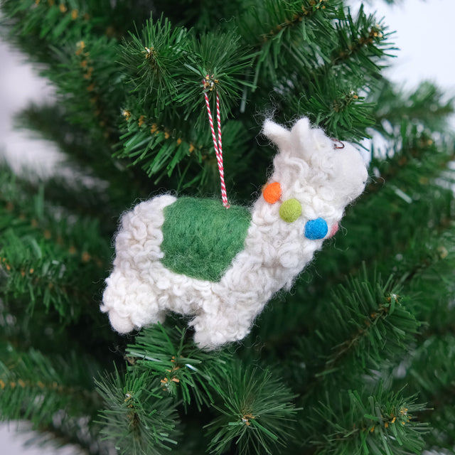 Handmade Felt Llama Alpaca Ornament