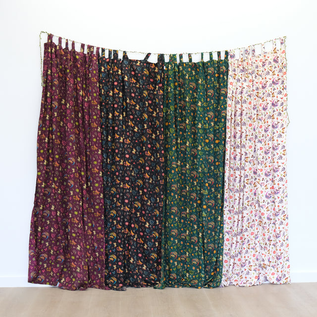 Cottagecore Floral Curtain Panel with Butterflies