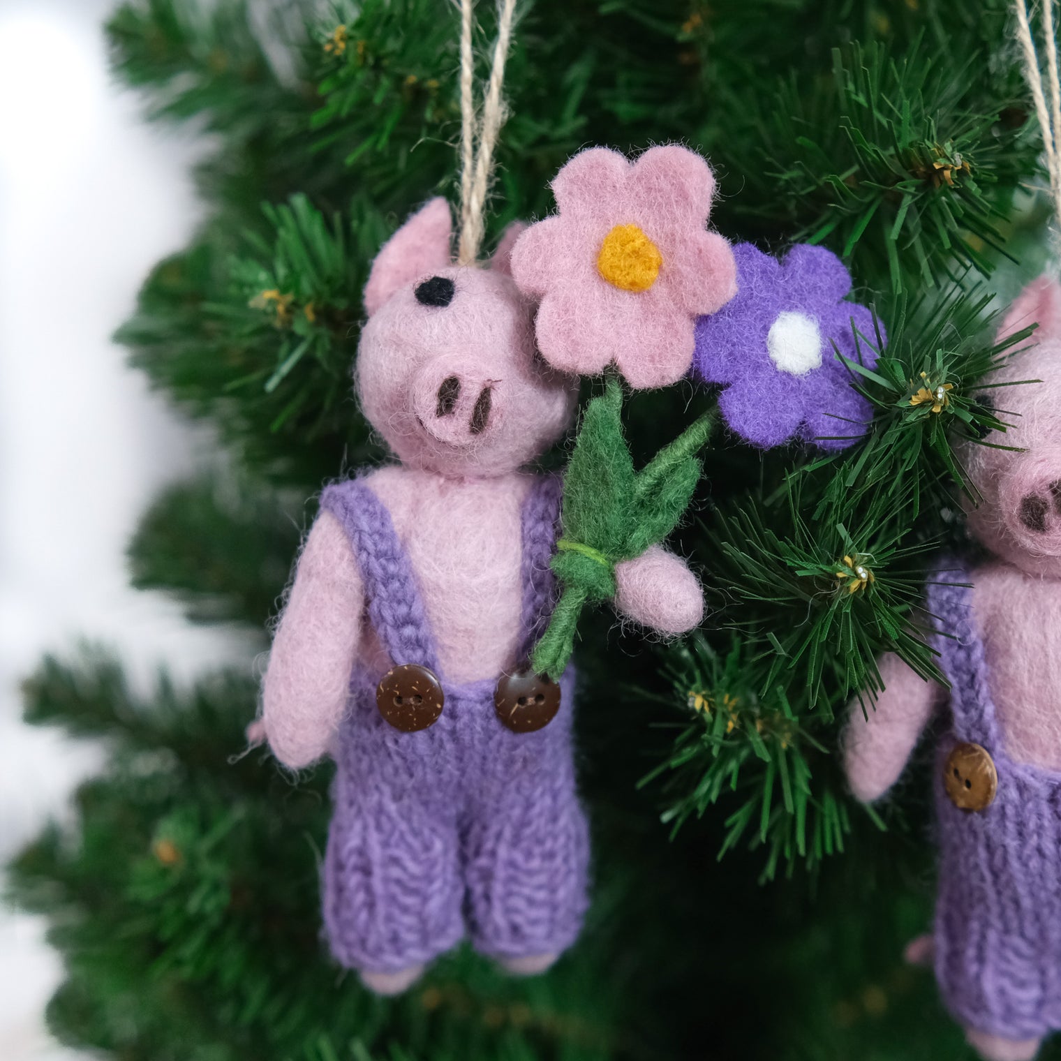 Handmade Felt Pig Ornament