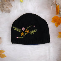 Knitted Floral Embroidery Beanie