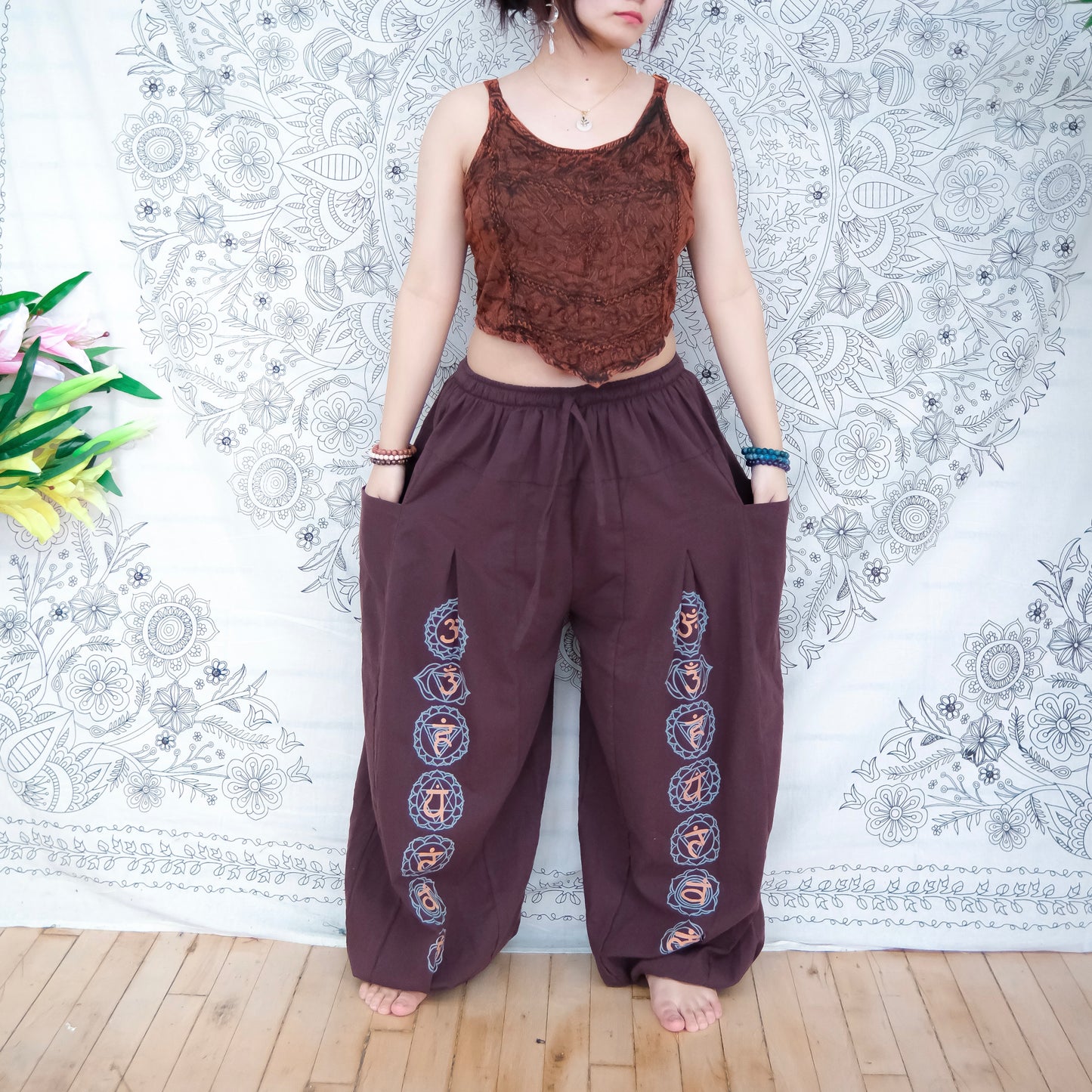 Cotton Chakra Print Yoga Pants