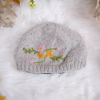 Knitted Floral Embroidery Beanie