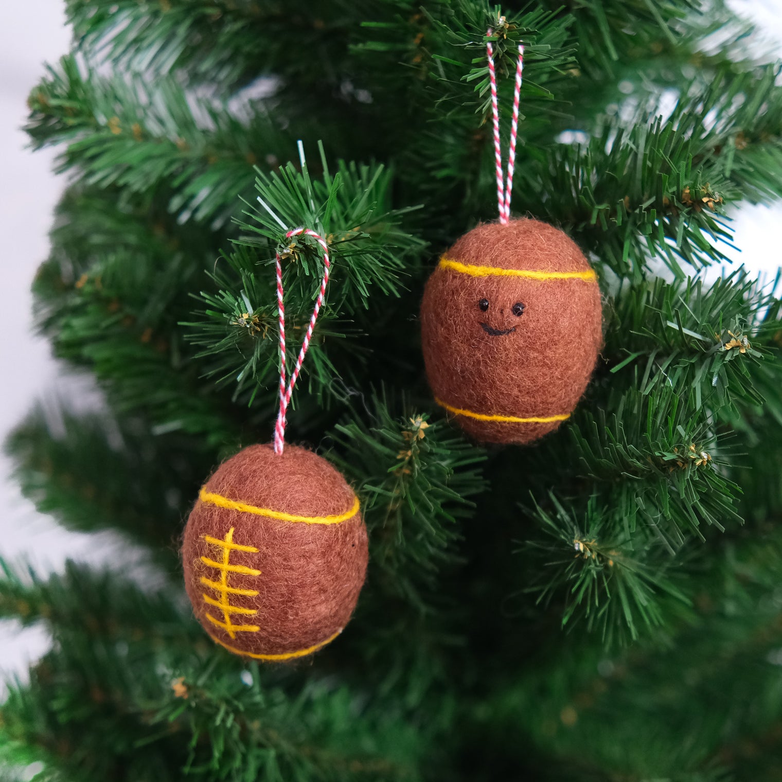 Handmade Felt Rugby Ball Ornament