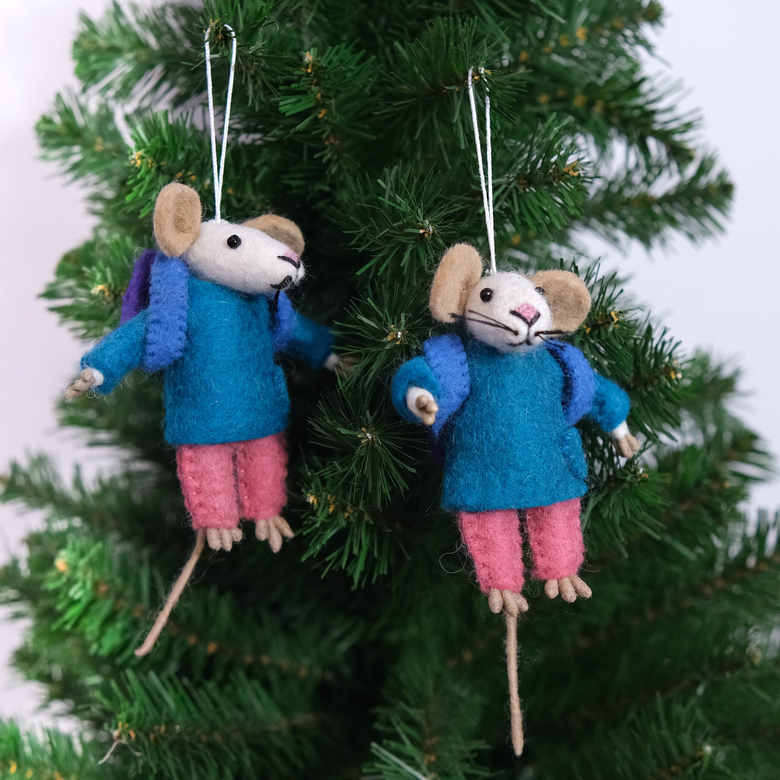 Handmade Felt School Mouse Ornament