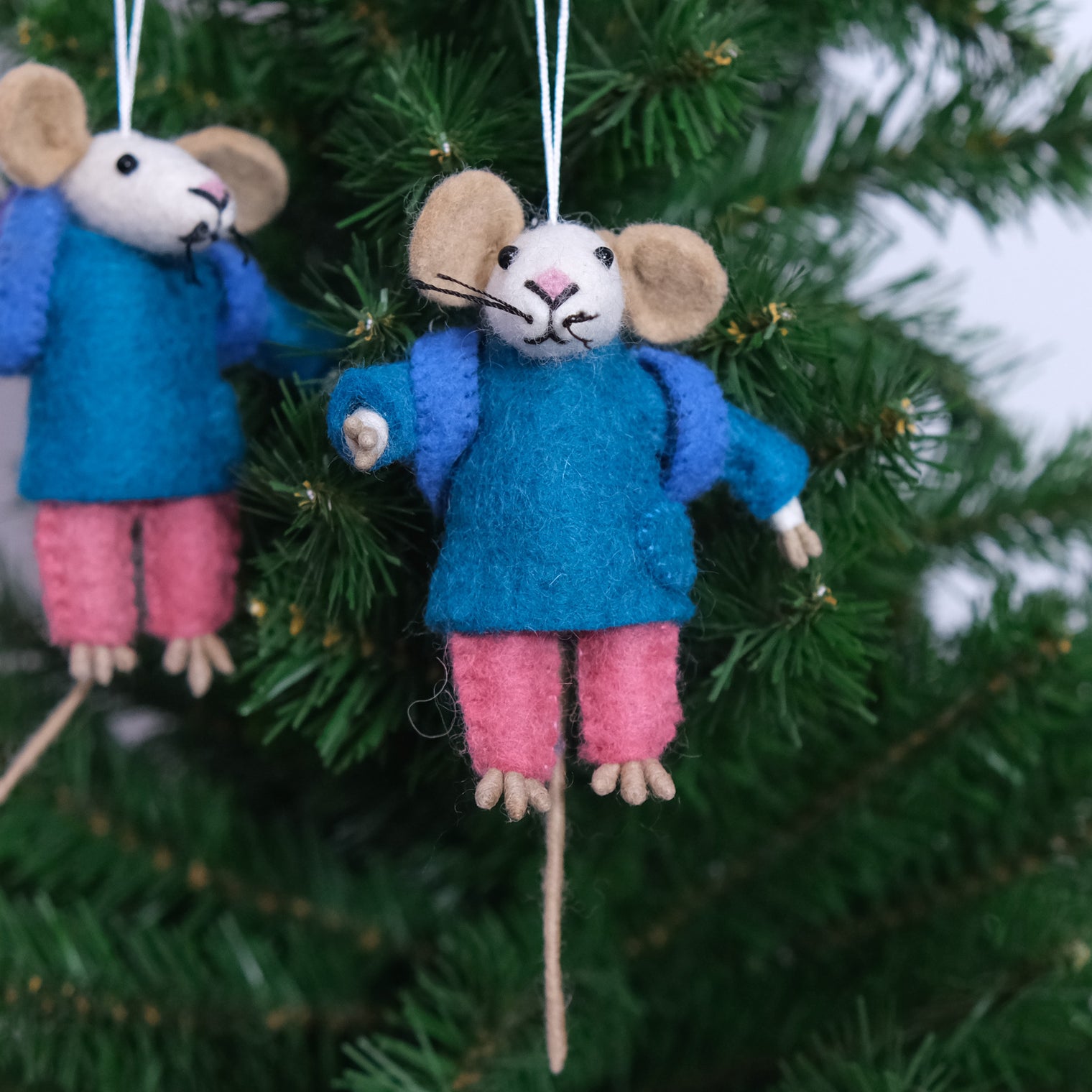 Handmade Felt School Mouse Ornament
