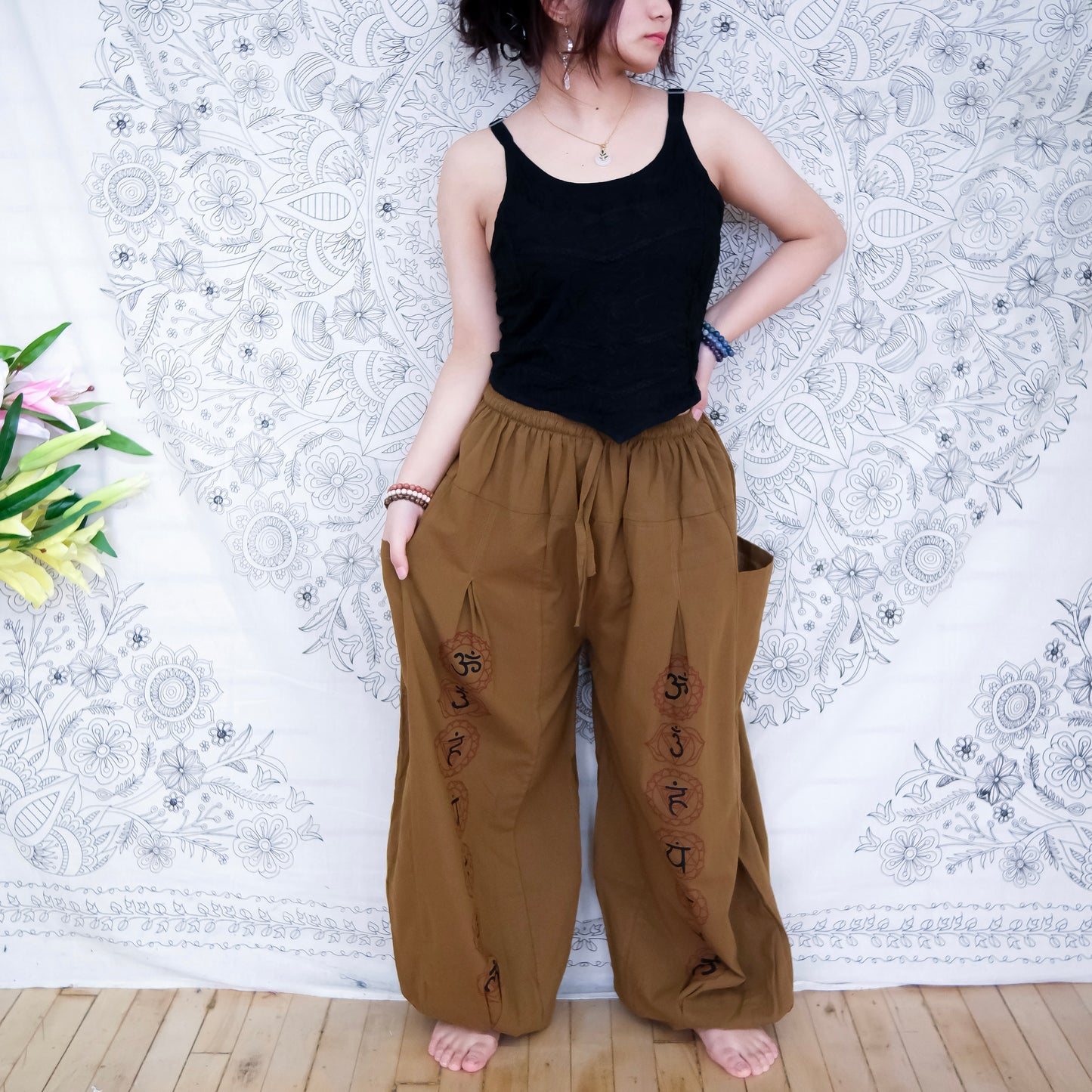 Cotton Chakra Print Yoga Pants