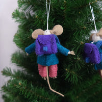 Handmade Felt School Mouse Ornament