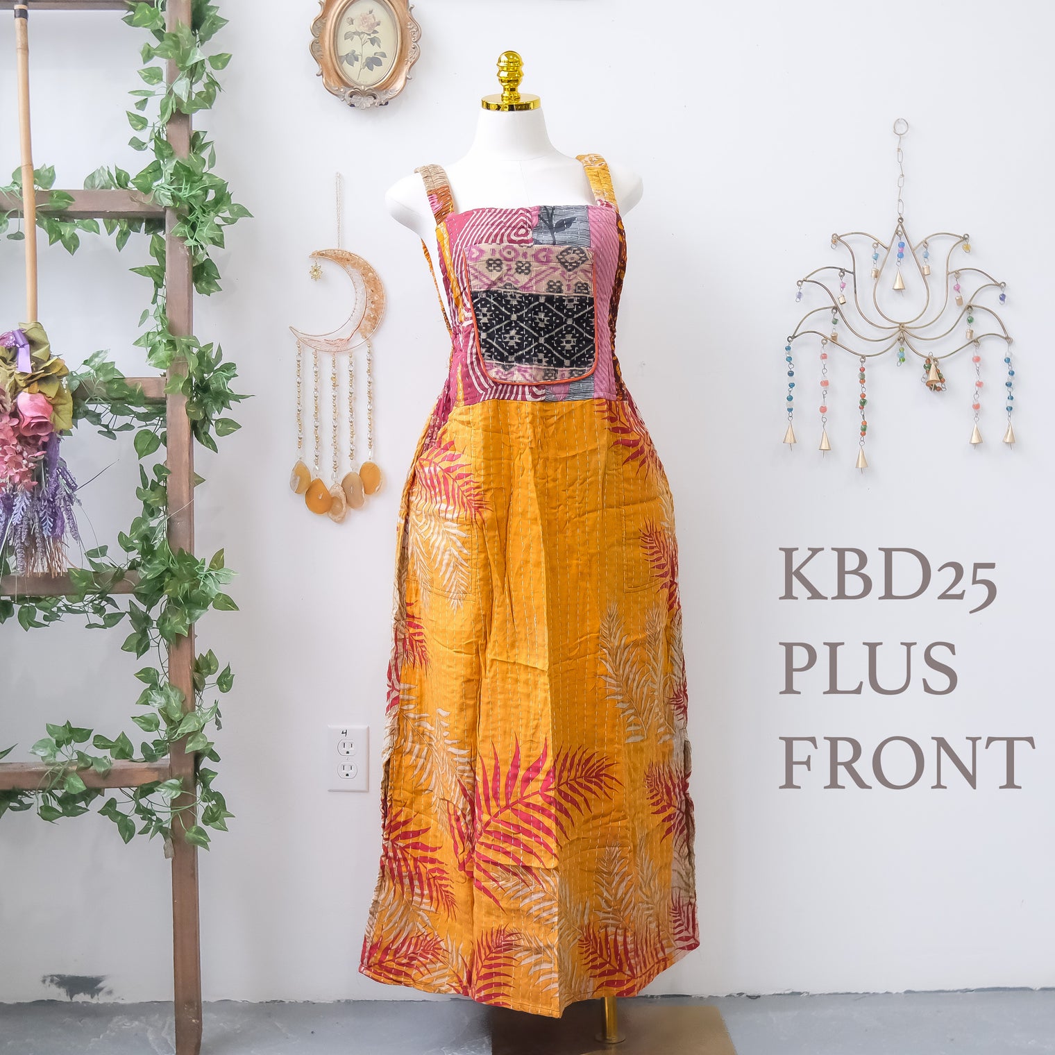 Kantha One of a Kind Plus Size  Bib Dress