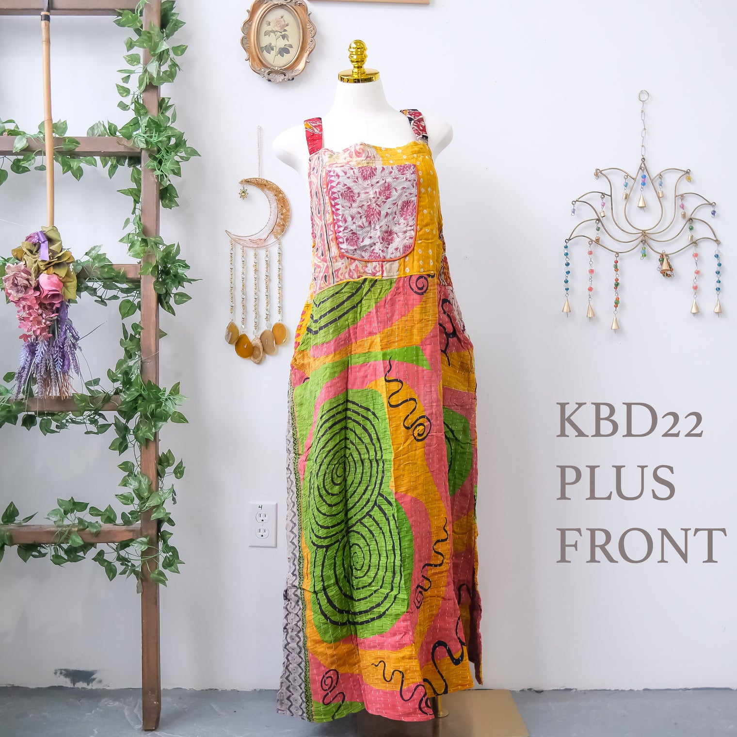Kantha One of a Kind Plus Size  Bib Dress