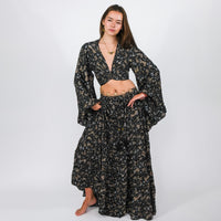 Wanderer Aviary Flowy Skirt and Ruffle Sleeve Top