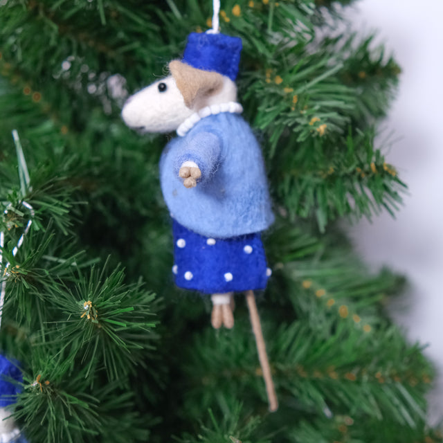Handmade Felt Lady Mouse Ornament