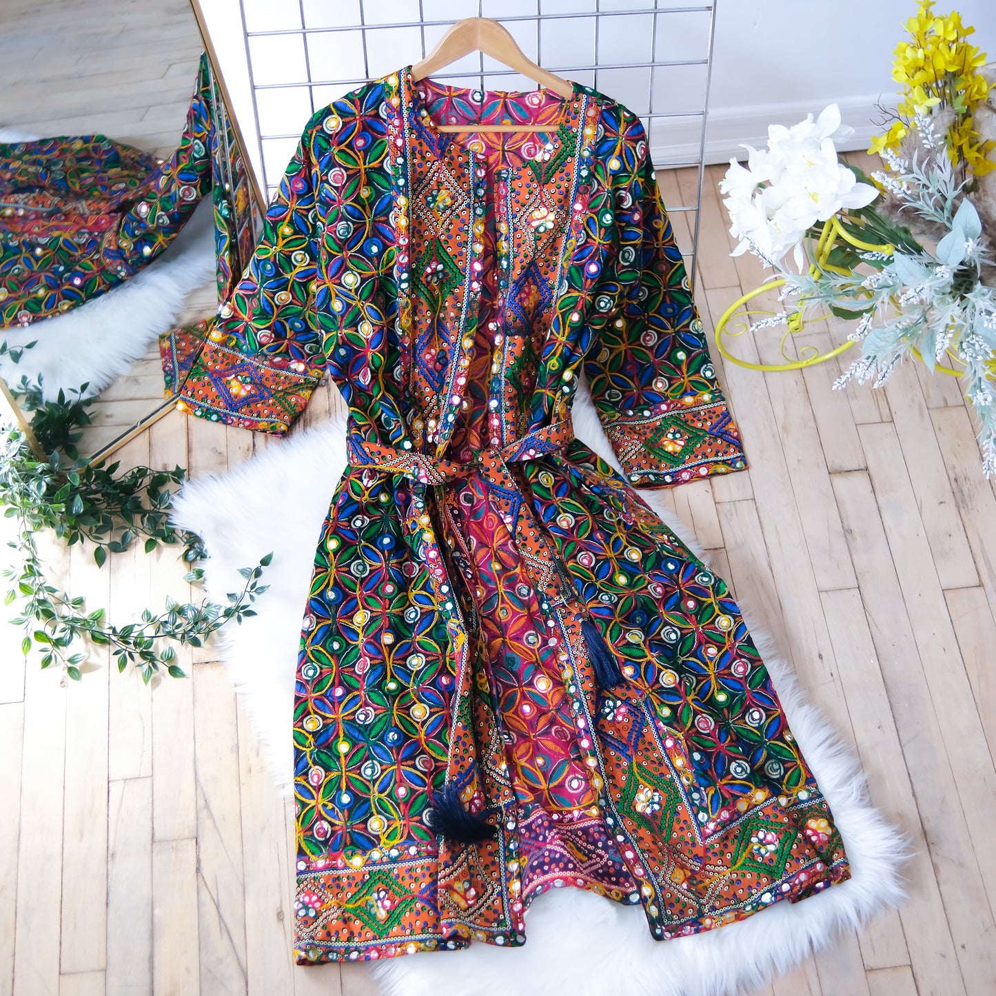 Hand Embroidered Reversible Kimono/Duster