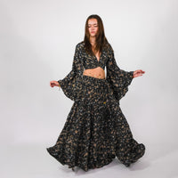 Wanderer Aviary Flowy Skirt and Ruffle Sleeve Top
