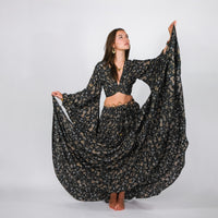 Wanderer Aviary Flowy Skirt and Ruffle Sleeve Top