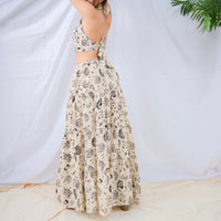 Flowy Tiered Mushroom Celestial Cotton Skirt with Halter Top