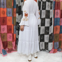 Hand Painted Butterfly Tiered Maxi Dress with Bell Sleeves