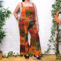 Patchwork Gothic Bib Wide Leg Jumpsuit