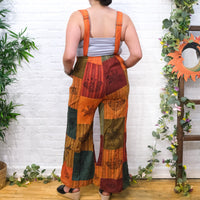 Patchwork Gothic Bib Wide Leg Jumpsuit