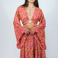 Wanderer Aviary Flowy Skirt and Ruffle Sleeve Top
