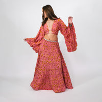 Wanderer Aviary Flowy Skirt and Ruffle Sleeve Top