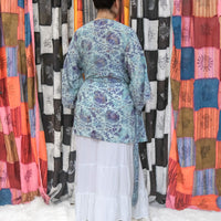 Recycled Boho Short Kimono with Pockets
