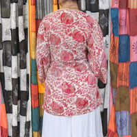 Recycled Boho Short Kimono with Pockets