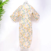 Long Cotton Kimono with Block Print