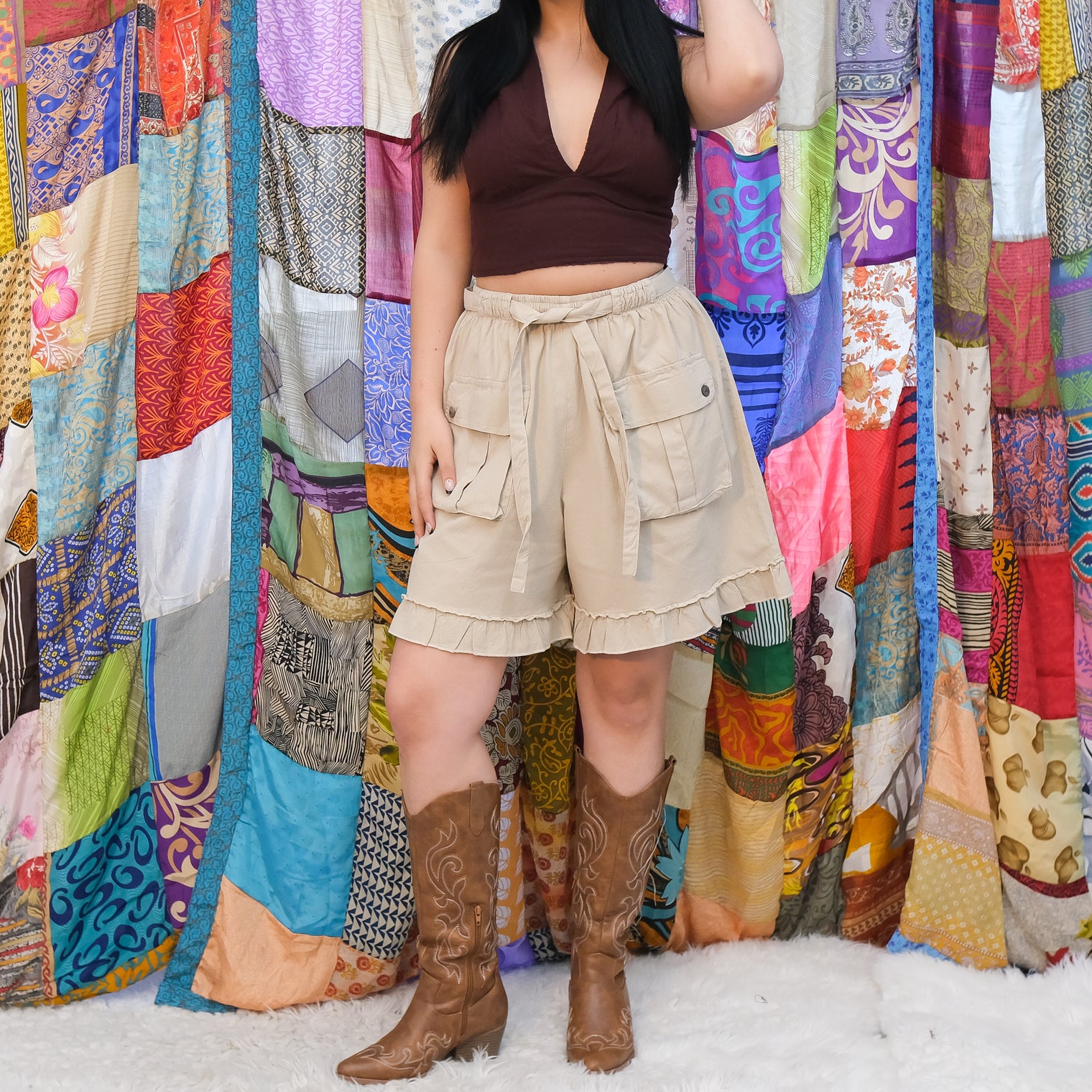 Boho Ruffle Cotton Shorts
