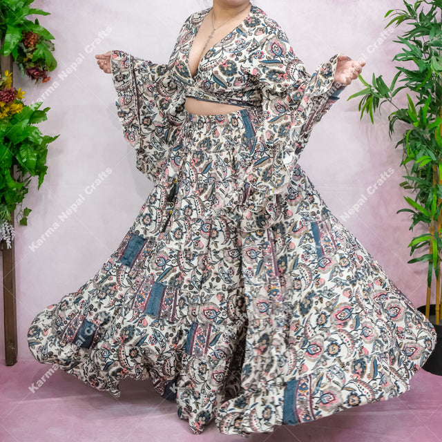 Fae Haven Skirt with Ruffle Sleeve Top