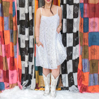 Celestial Semi Sheer Lace Cami Dress with Pockets