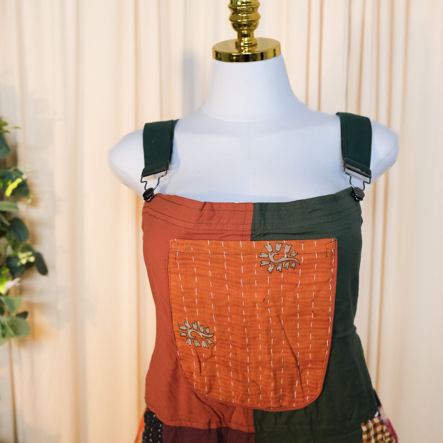 Kantha Patchwork Flowy Wide Leg Overalls