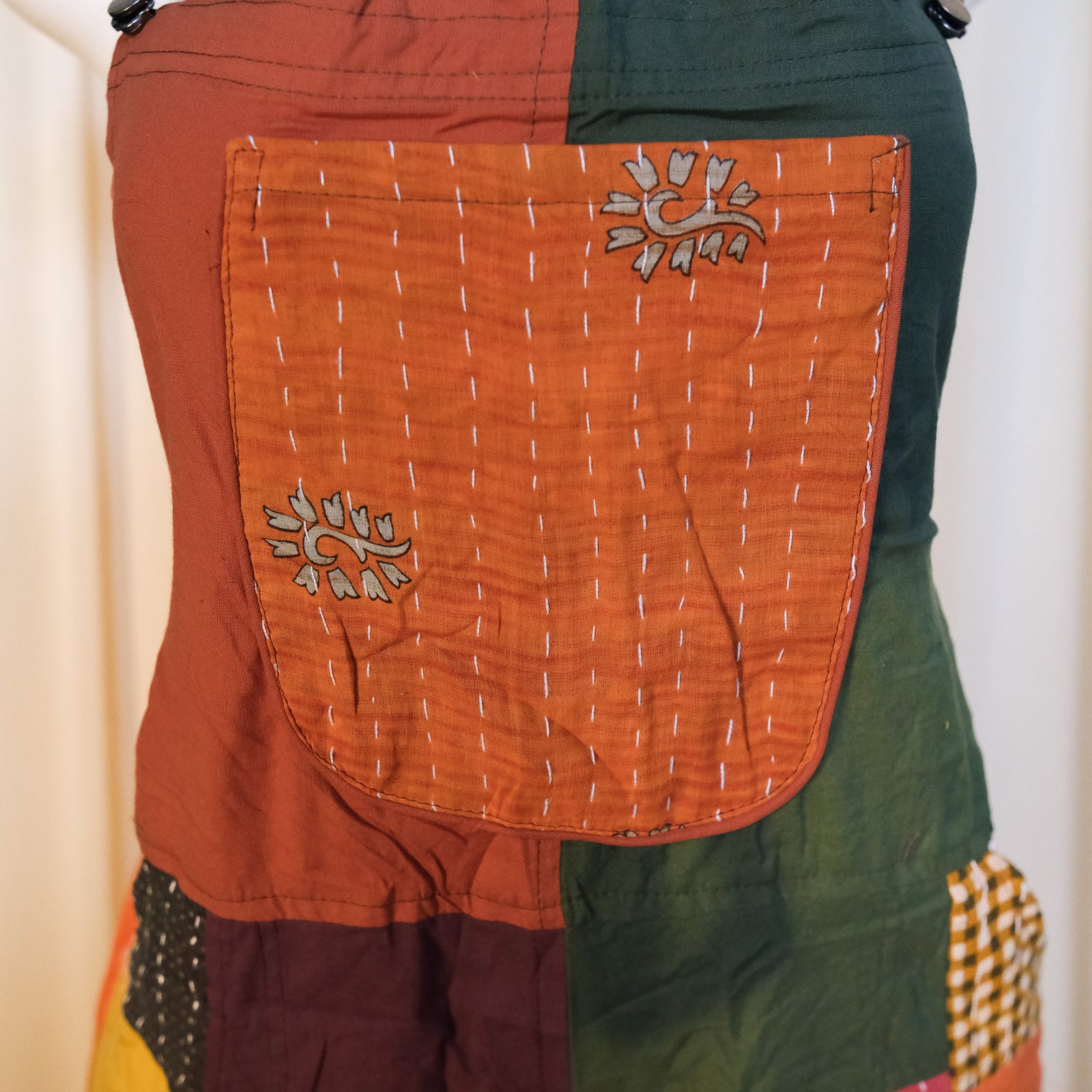 Kantha Patchwork Flowy Wide Leg Overalls